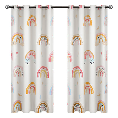 Children's Curtain with Rainbow Motif – Blackout Curtain Set of 2, 95% Blackout