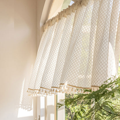 Quasten Kurze Vorhänge Cafe Voile Vorhänge Vintage Boho Küche Dekor 1 Panel