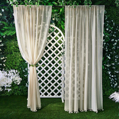1 Panel Vintage Tassels Window Sheer Drapes