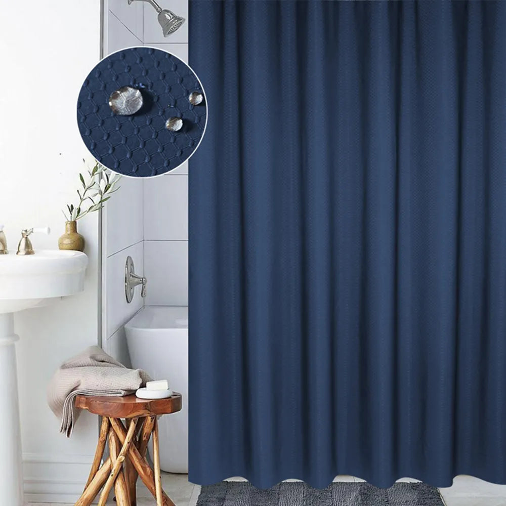 Shower curtain made of waffle fabric – water-repellent, including hooks, 1 piece