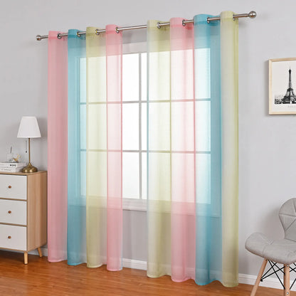 1 Panel Ombre Fenster Sheer Transparent Wohnzimmer Schlafzimmer Vorhänge Ösen