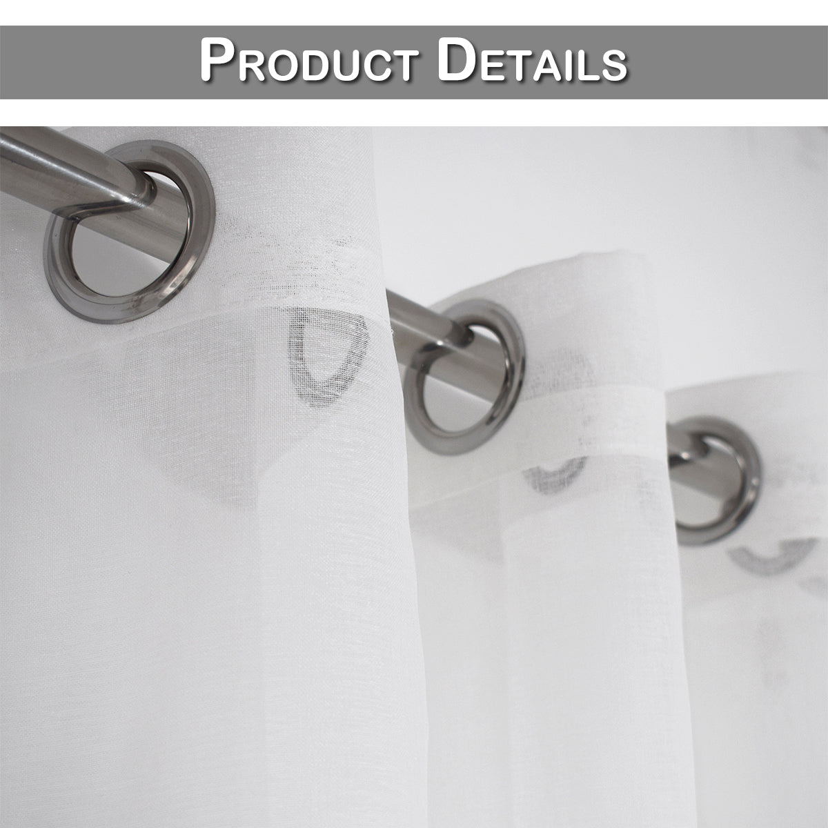 Waterproof Linen Sheer Curtain, 1 Panel, White, 132x213cm/132x243cm/132x274cm