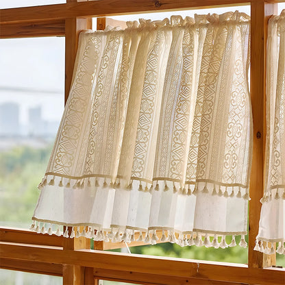 1 Panel Boho Double Layer Tier Curtain