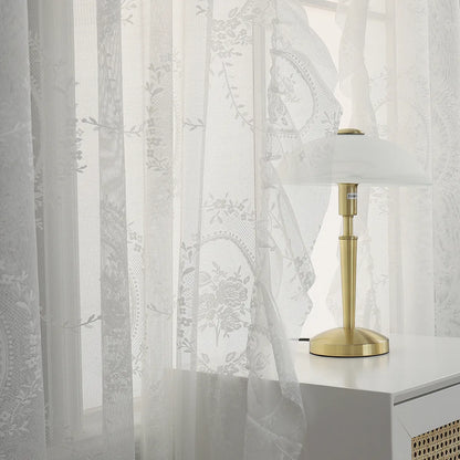 Voile Vorhänge Floral Spitze Rüschen Fenster Sheer Vorhänge Wohnzimmer Dekor 1 Panel