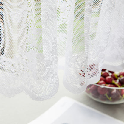 1 Panel Floral Lace Window Short Tier Curtains