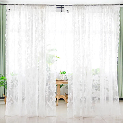 Voile Vorhänge Floral Spitze Sheer Vorhang Slot Top Tür Screening Picknick Decor