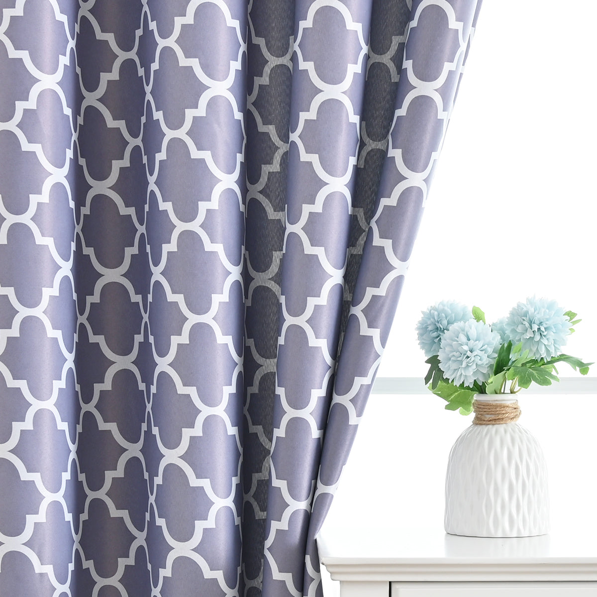 Rideaux imprimés marocains, 1 panneau, gris, 100*130cm/100*250cm/140*260cm