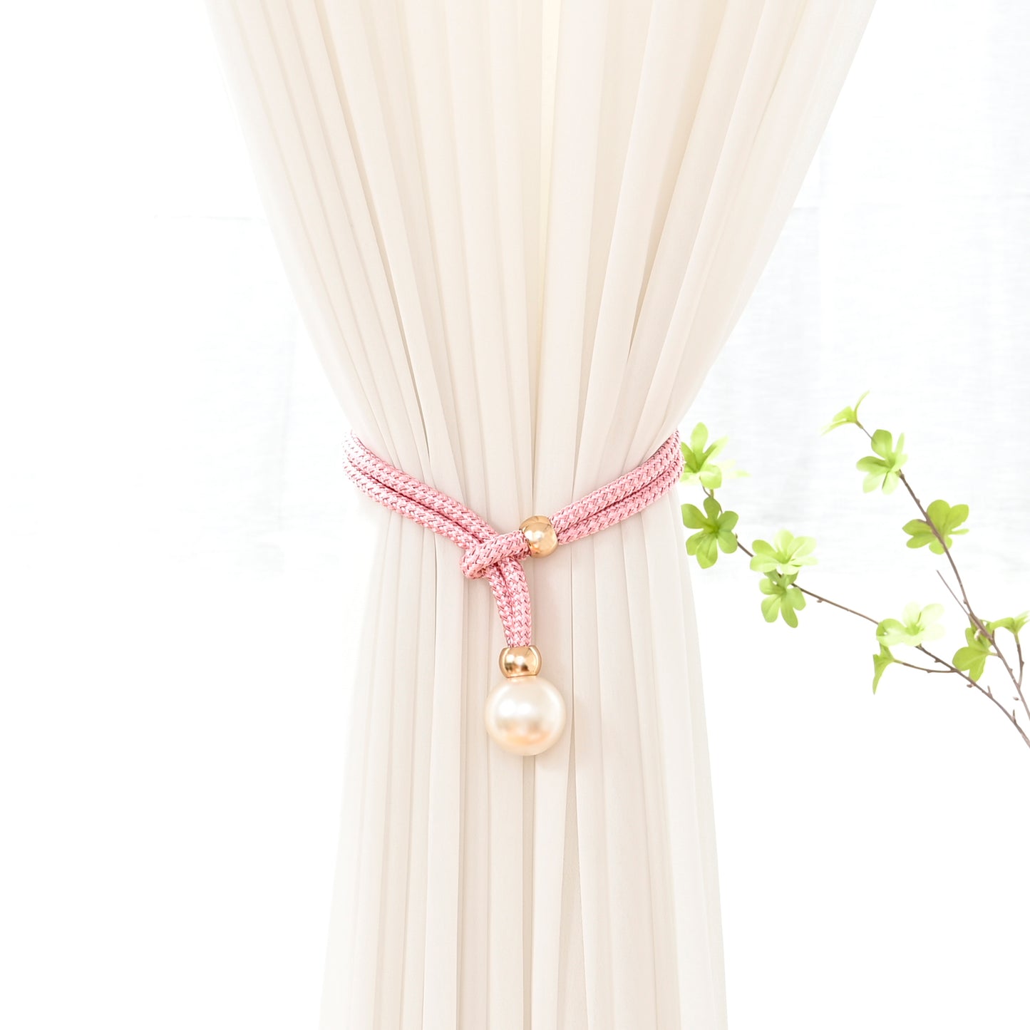 Embrasses à rideaux en perles, blanc/beige/doré/gris/rose/bleu