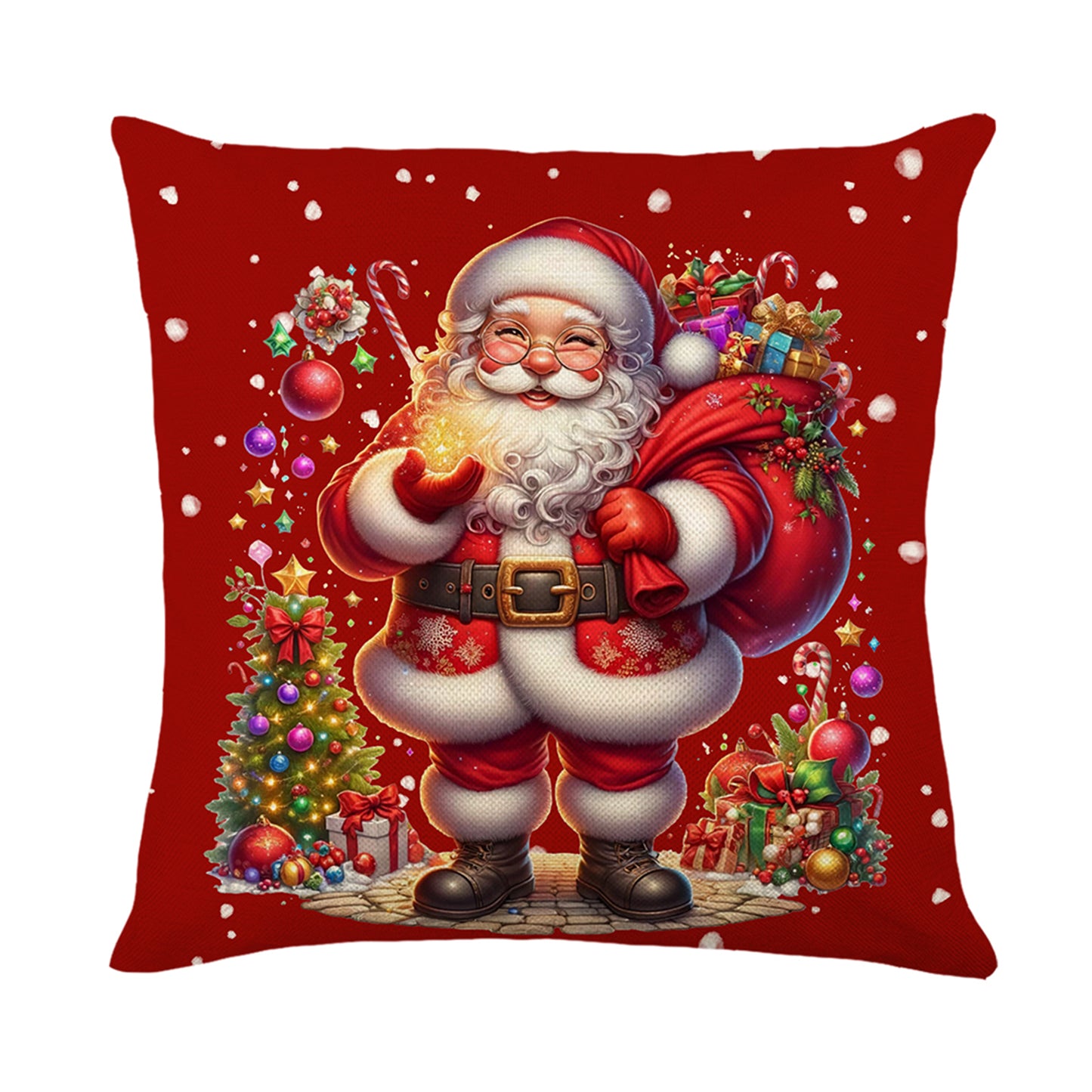 4er-Set Weihnachts-Kissenbezüge aus Leinen – Softe Dekokissen für Sofa und Bett (45×45 cm)