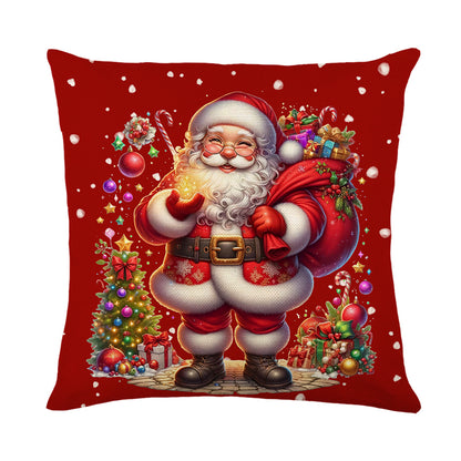 4er-Set Weihnachts-Kissenbezüge aus Leinen – Softe Dekokissen für Sofa und Bett (45×45 cm)
