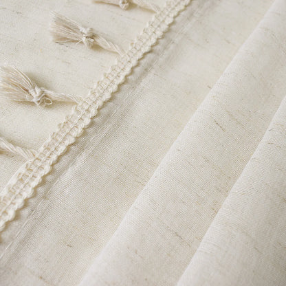 1 Panel Boho Cream Vintage Tassel Sheer Curtains