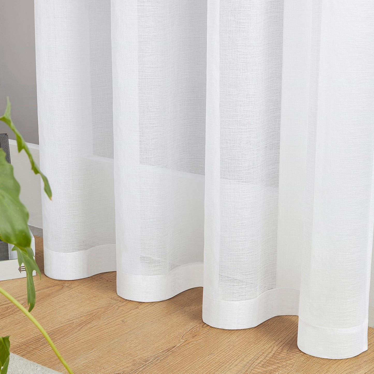 Transparent curtain in a set of 2 – white, light voile look