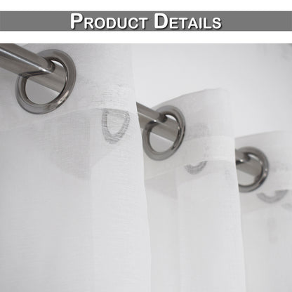 Outdoor Gardine Voile Weiß Winddicht und Wasserabweisend mit Ösen oben und unten 1 Panel