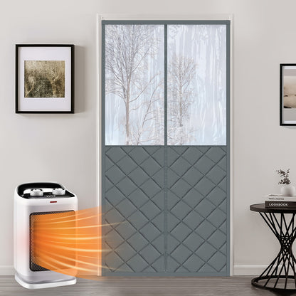 Magnetischer gesteppter Thermo Türvorhang mit großem Fenster · Wärmeschutz für Winter und Sommer