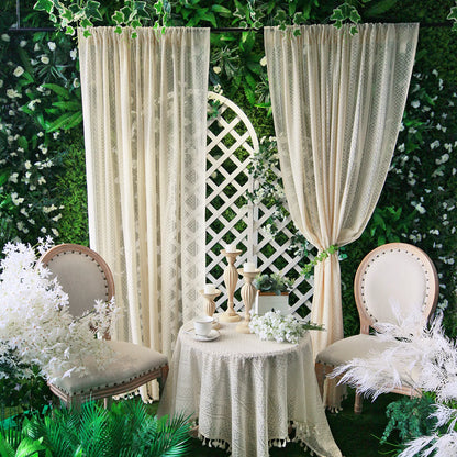 1 Panel Vintage Tassels Window Sheer Drapes