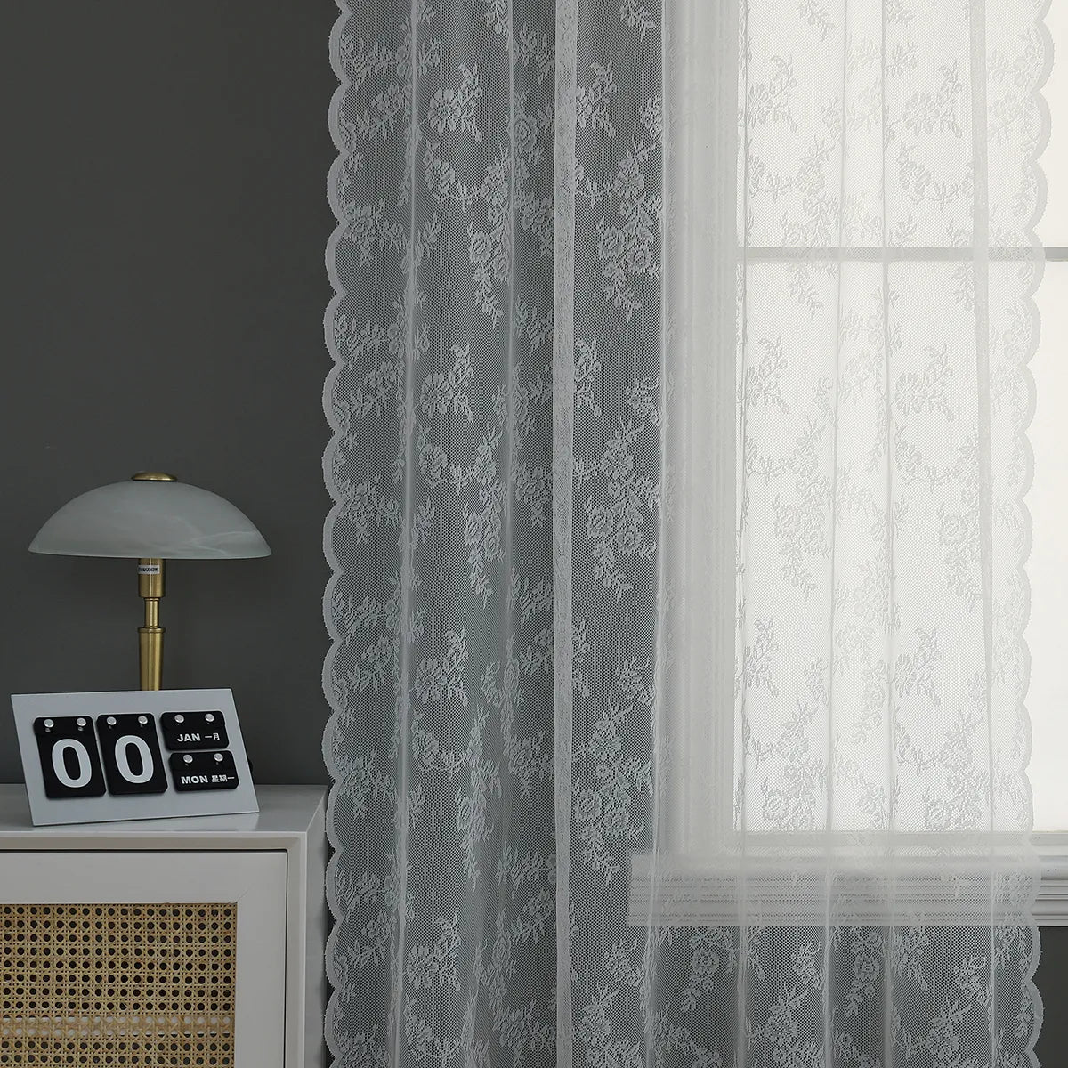 1 Panel Lace Window Sheer Curtain