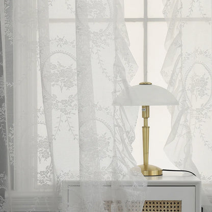 Voile Vorhänge Floral Spitze Rüschen Fenster Sheer Vorhänge Wohnzimmer Dekor 1 Panel