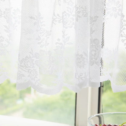 1 Panel Floral Lace Window Short Tier Curtains