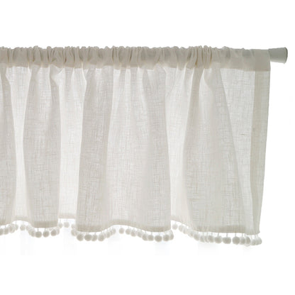1 Panel Pompom Rod Pocket Überschrift Fenster Kurzer Sheer Tier Vorhang