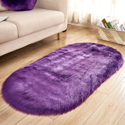 Soft shaggy rug with long pile, oval, fluffy faux fur rug