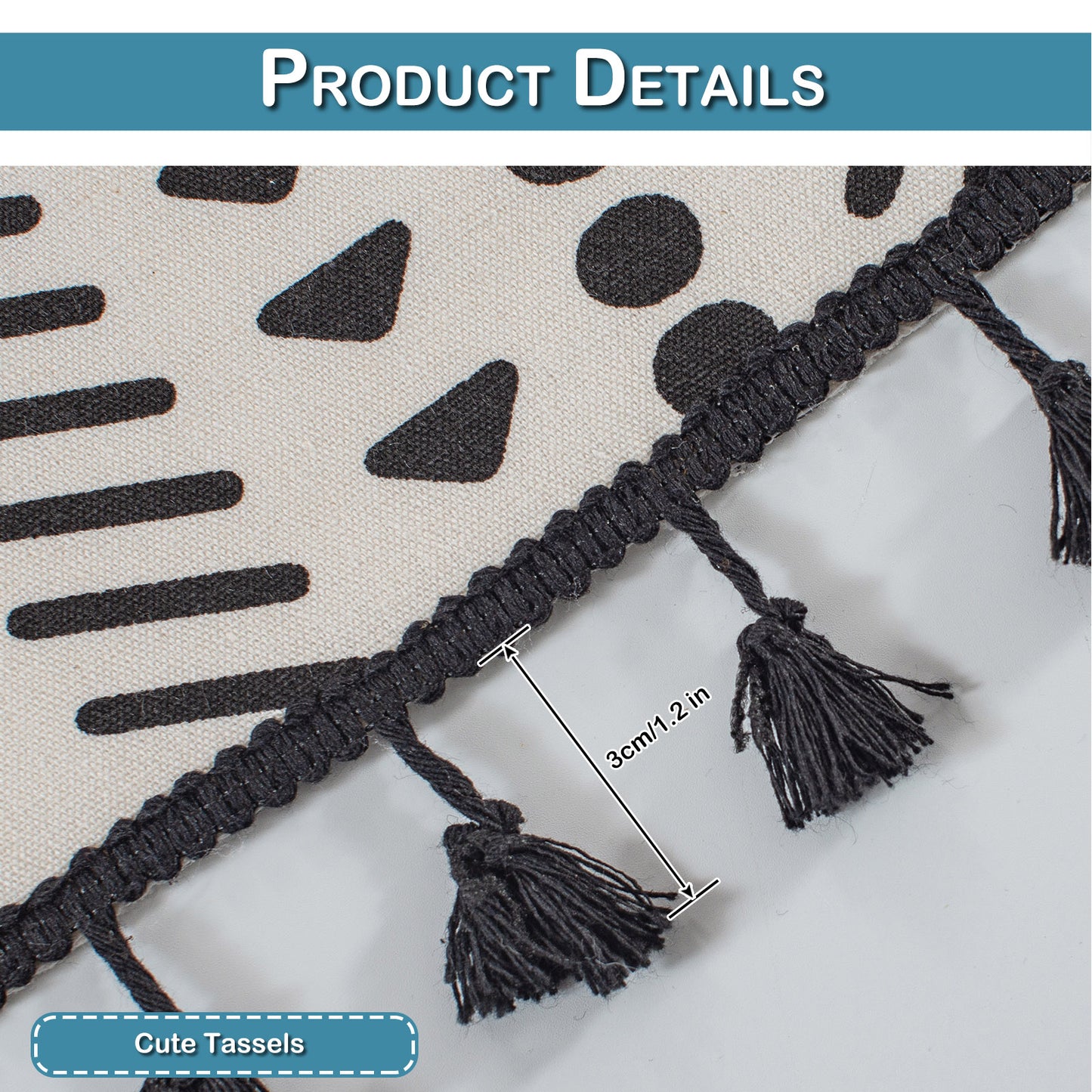1 Panel Boho Tassel Kitchen Short Curtains Decor