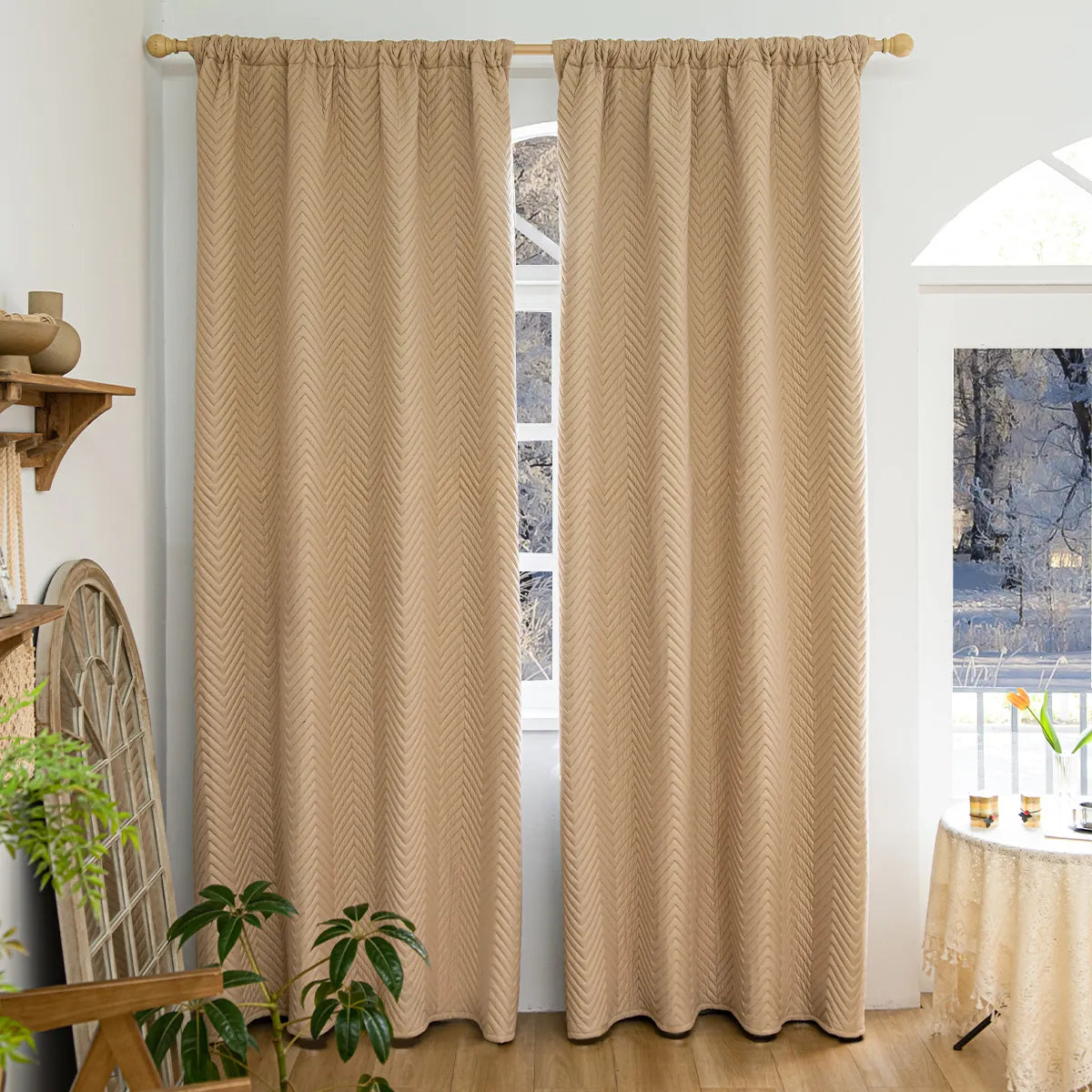 Rideau thermique épais sur mesure avec matelassage chevrons - Tessaro