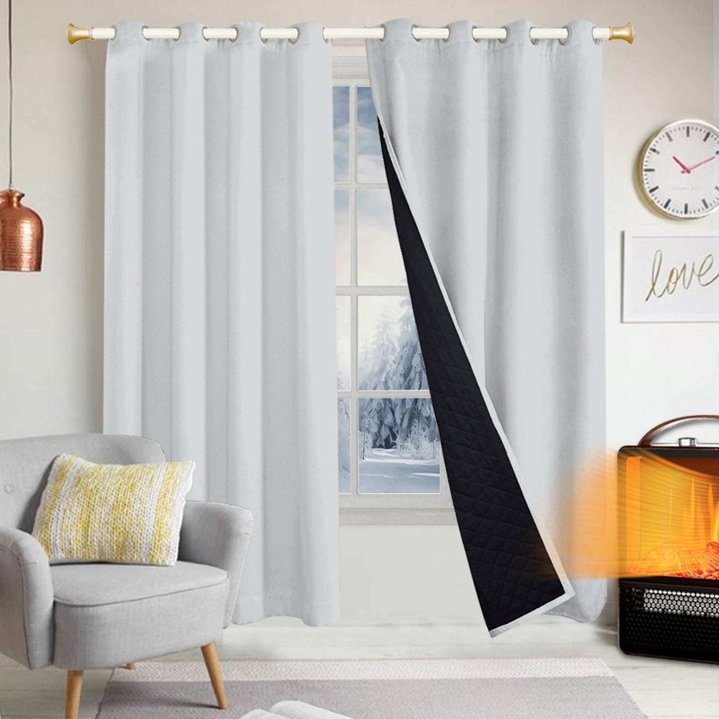 Outdoor Curtain – Waterproof, Windproof and Quilted, 100% Blackout, 1/2 Panel