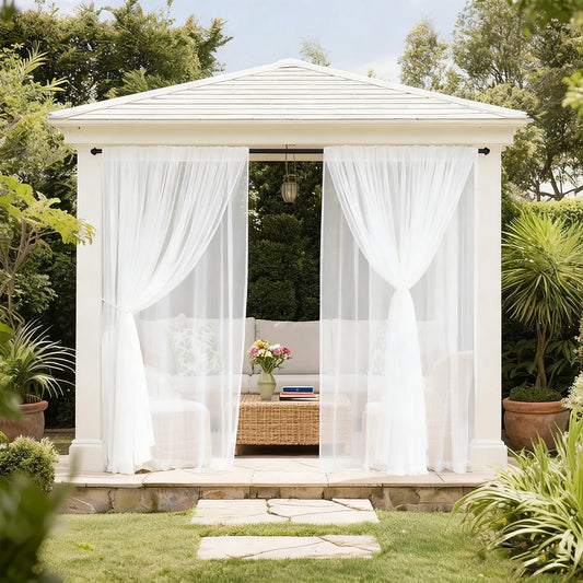 Doppellagige Outdoor Gardine nach Maß mit Moskitonetz · Solmara