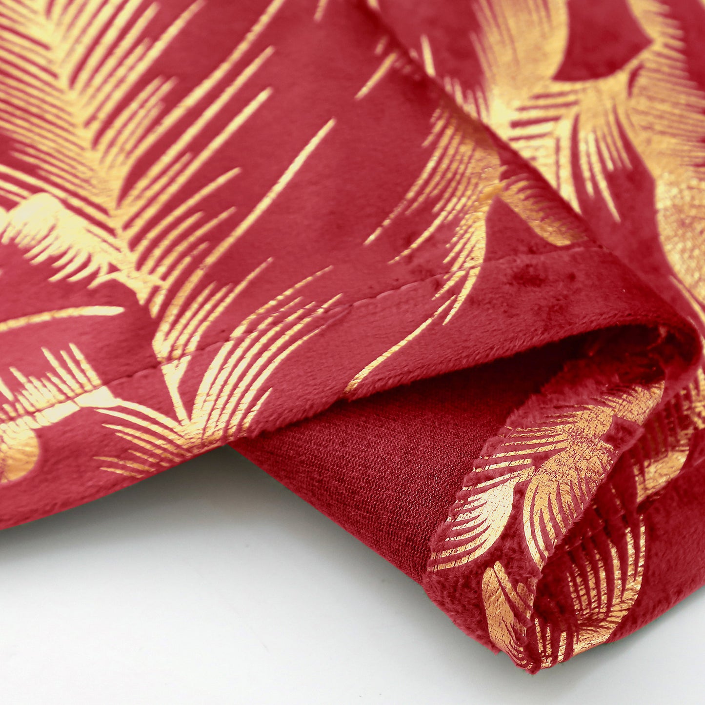 Rideaux de Noël en velours avec feuille d'or · Occultants · Rouge/Vert · 2 pièces