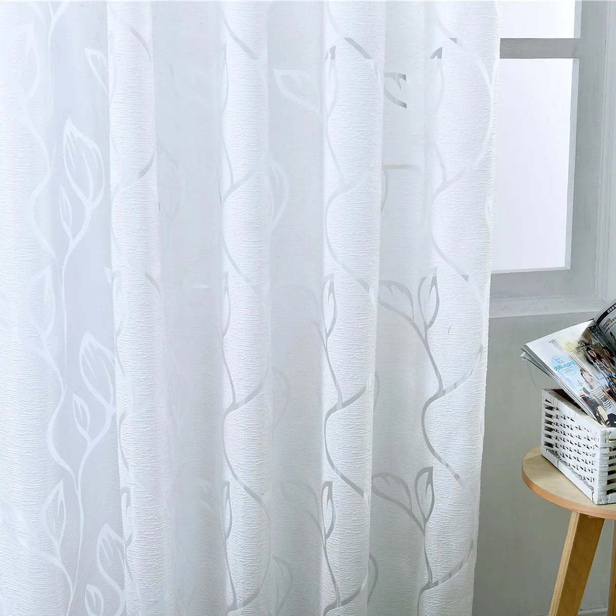 1 Panel Leaves Window Curtain Living Room Decor