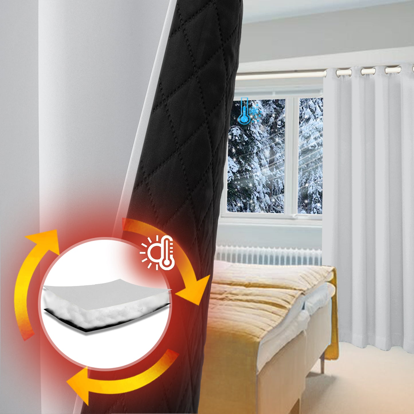 Outdoor Curtain – Waterproof, Windproof and Quilted, 100% Blackout, 1/2 Panel