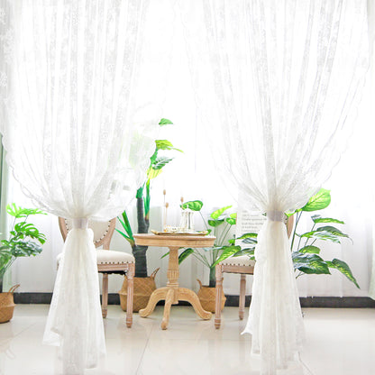 Voile Vorhänge Floral Spitze Sheer Vorhang Slot Top Tür Screening Picknick Decor