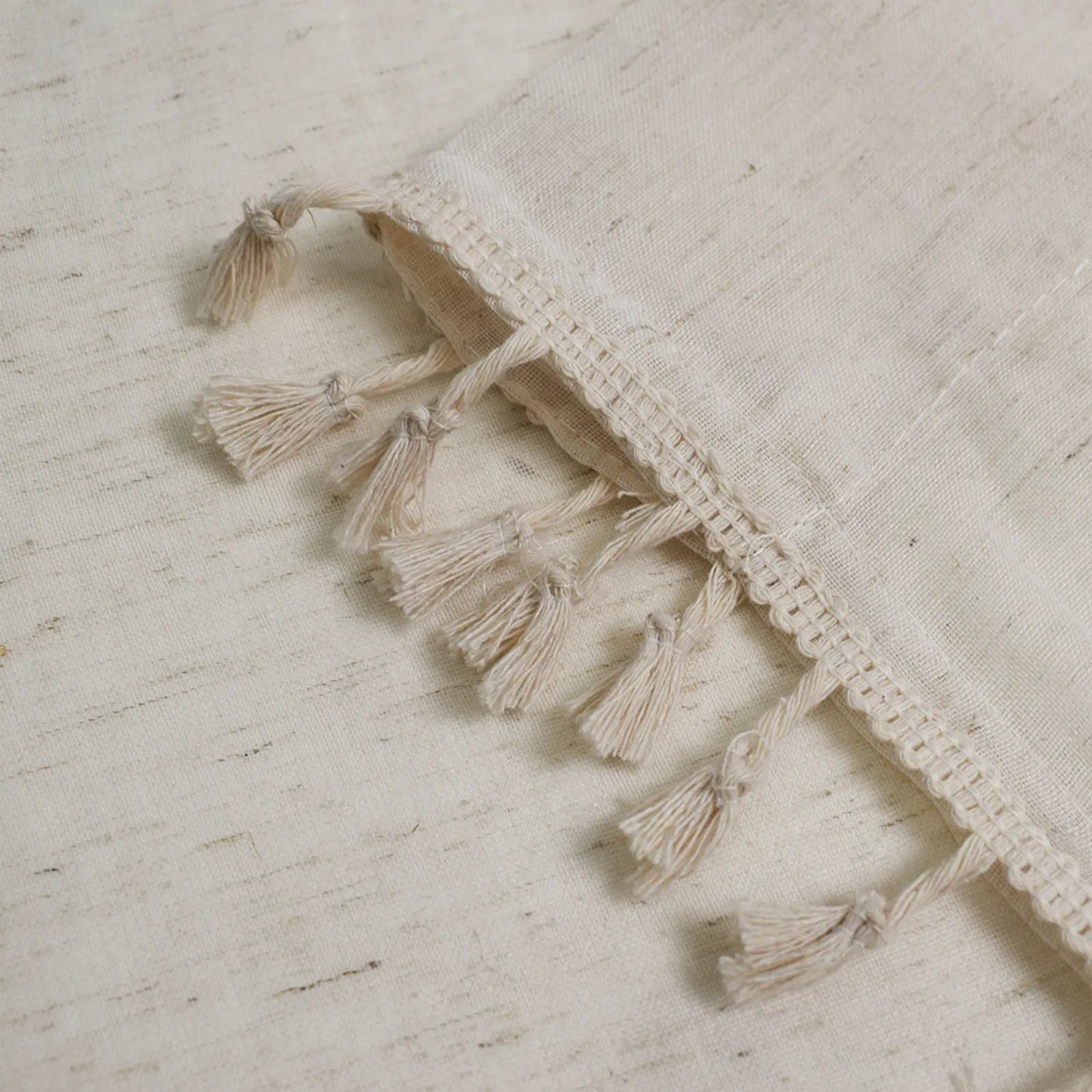 1 Panel Boho Cream Vintage Tassel Sheer Curtains