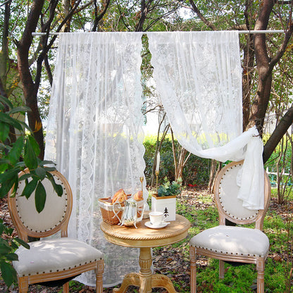 2 Panel Floral Patio Lace Sheer Curtains Decor