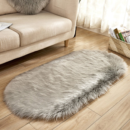Soft shaggy rug with long pile, oval, fluffy faux fur rug
