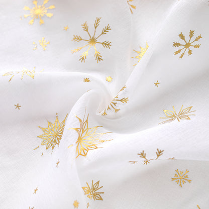 Weihnachtsvorhang Schneeflocken Goldfolie 2er Set Transparente Gardine