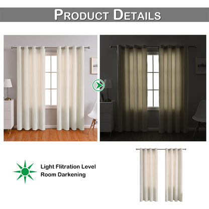 Frosted Fleece Curtains, 1 Panel, Beige, 132*164cm/132*214cm/132*241cm