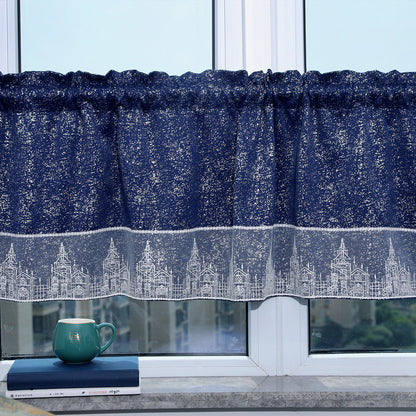 Stamping Lace Blackout Curtains, 1 Panel, Navy Blue, 132x45cm/132x60cm