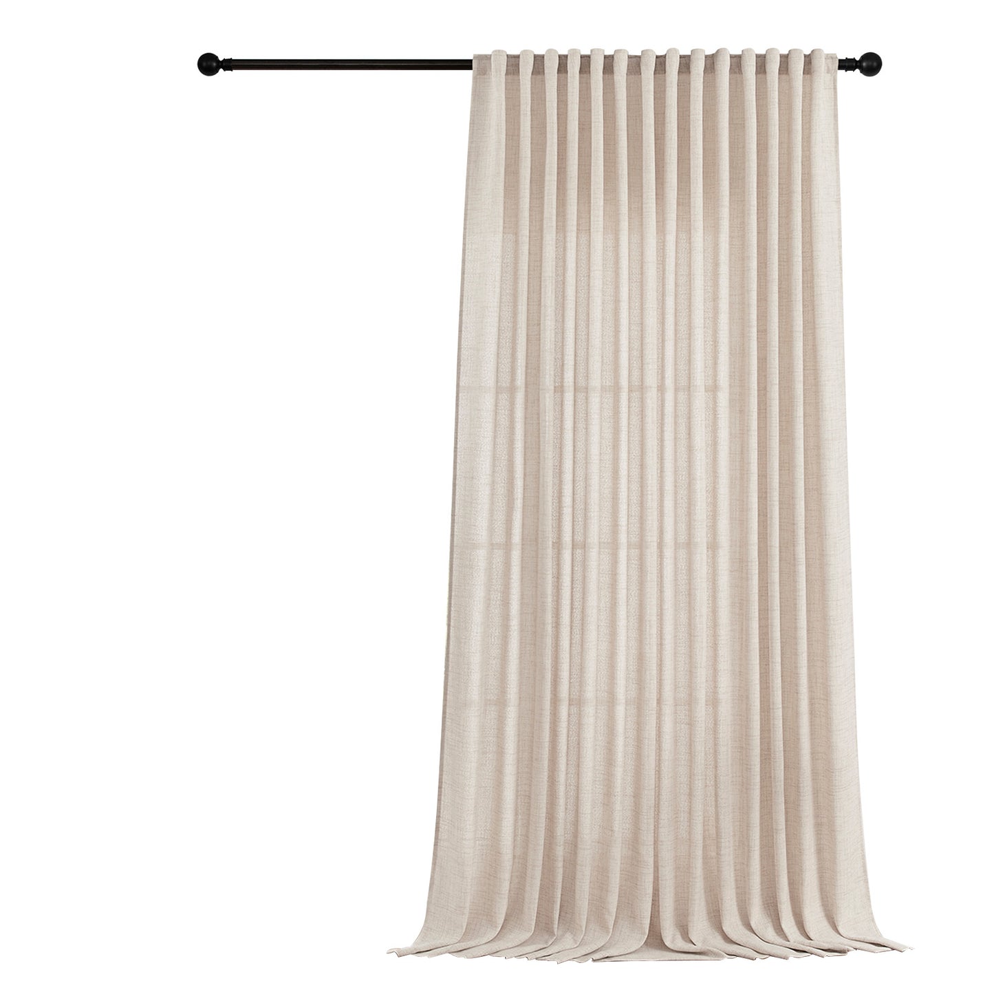 Rideau vintage aspect lin extra large couleur naturelle 1 panneau