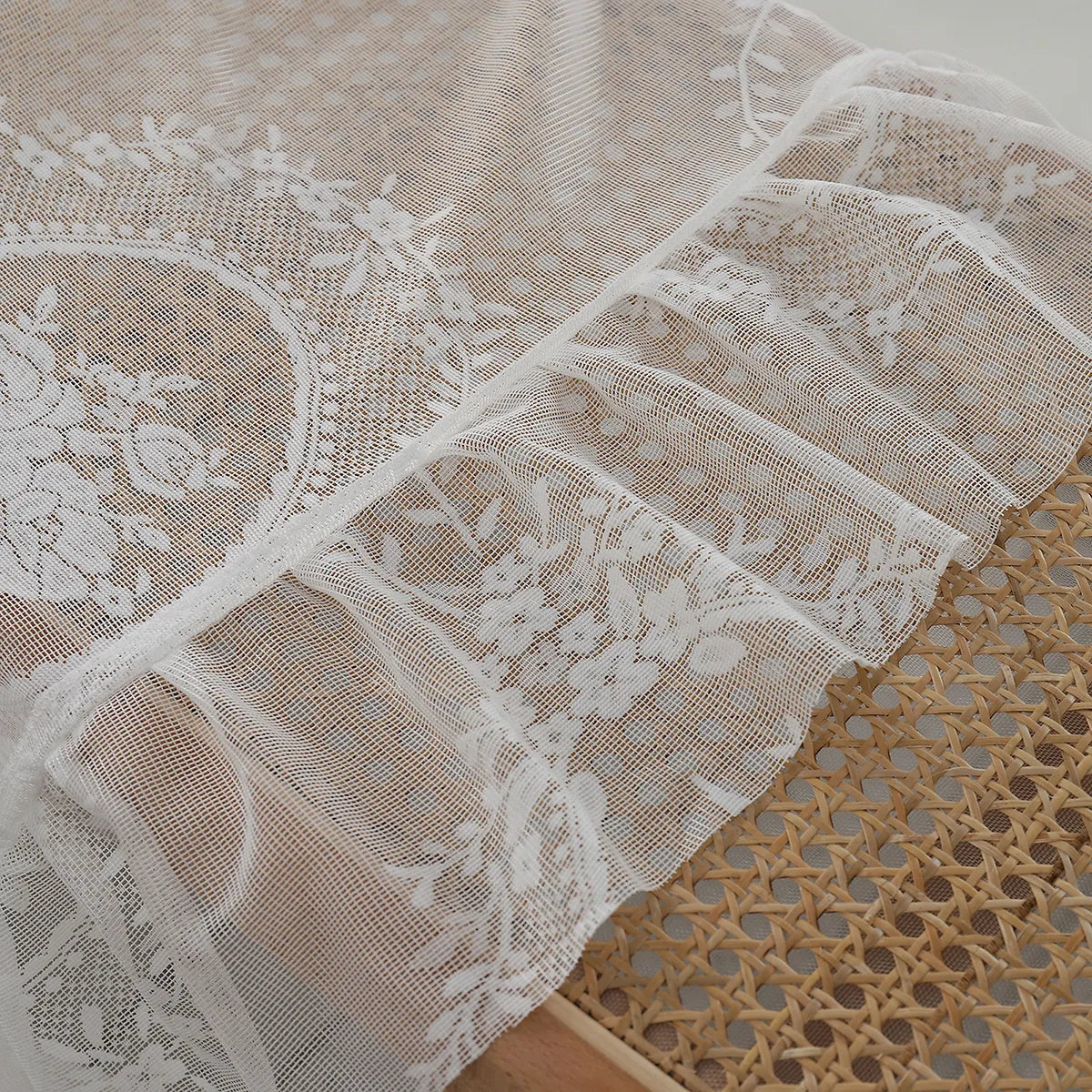 Voile Vorhänge Floral Spitze Rüschen Fenster Sheer Vorhänge Wohnzimmer Dekor 1 Panel