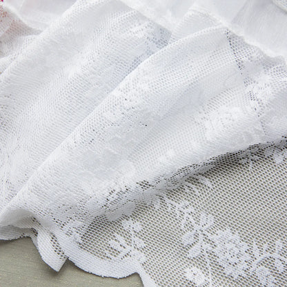 1 Panel Floral Lace Window Short Tier Curtains