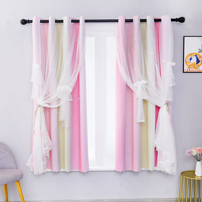 Blackout curtain with tulle and ombre stars – double layered, 1 piece