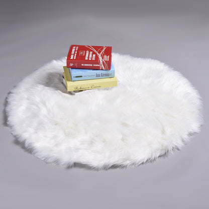 Round Shaggy Rug, Faux Fur, Long Pile, Fluffy Rug