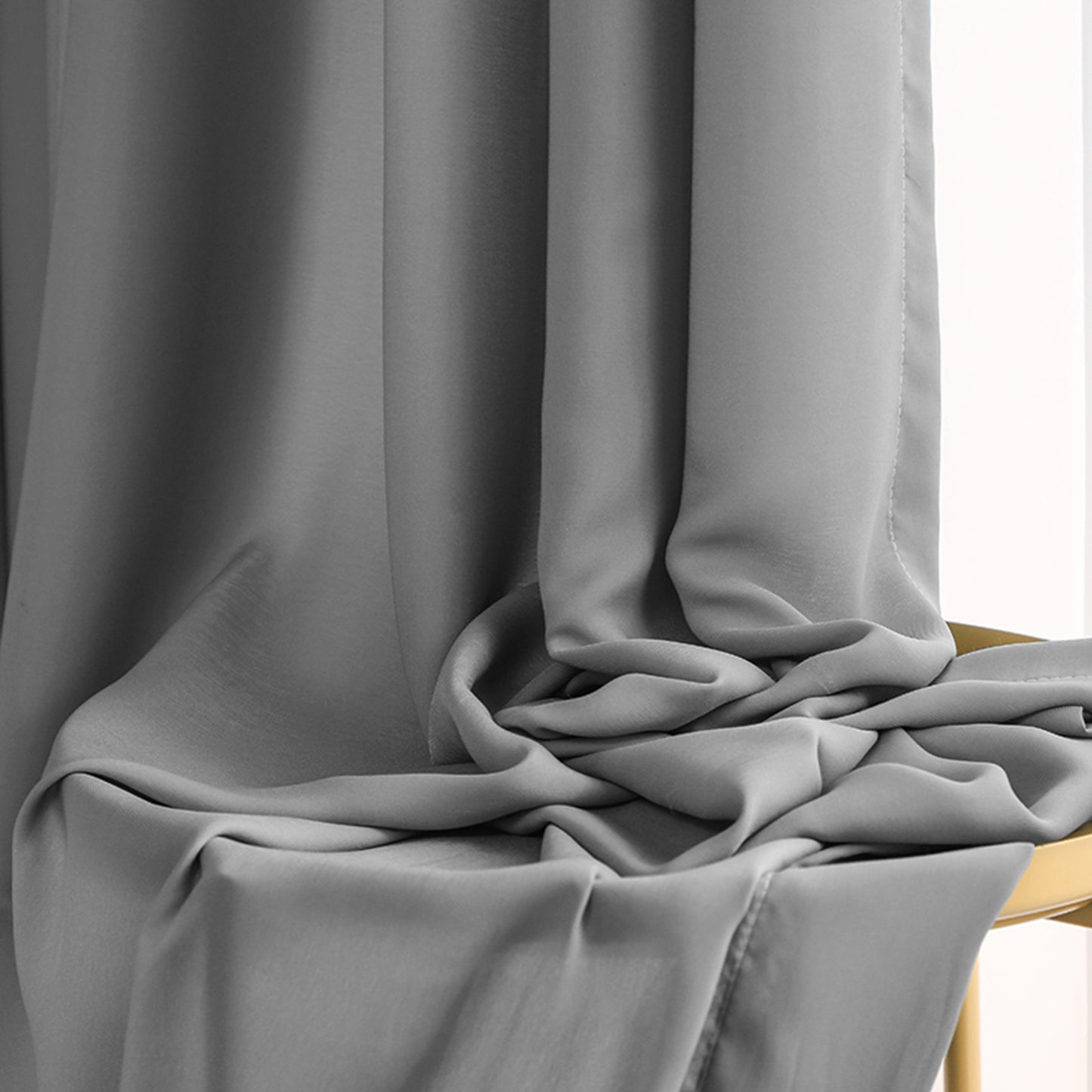 Rideaux transparents en mousseline de soie, 1 panneau, gris foncé, 140 x 225 cm/140 x 265 cm