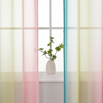 1 Panel Ombre Fenster Sheer Transparent Wohnzimmer Schlafzimmer Vorhänge Ösen