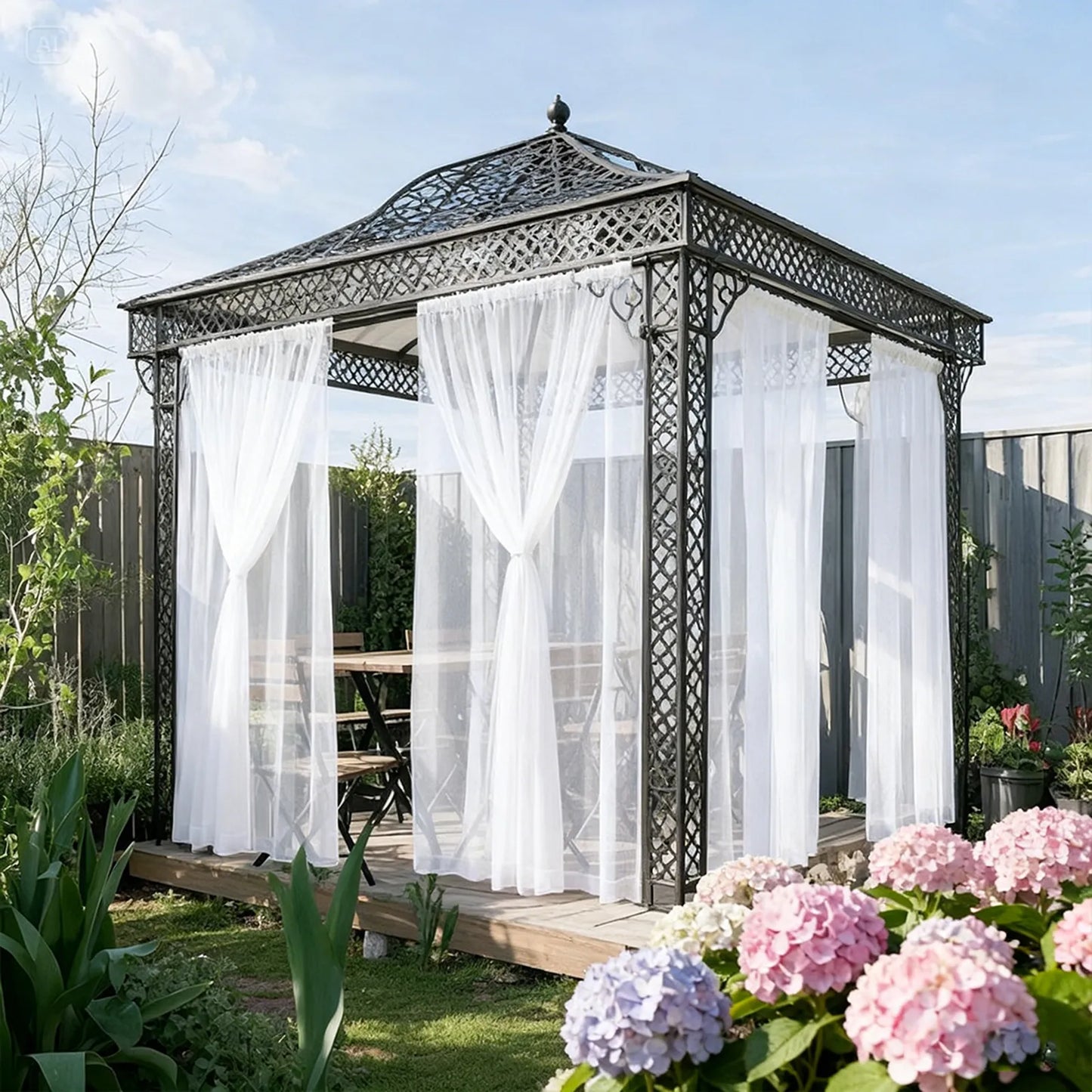 Double-layered outdoor curtain made to measure with mosquito net · Solmara