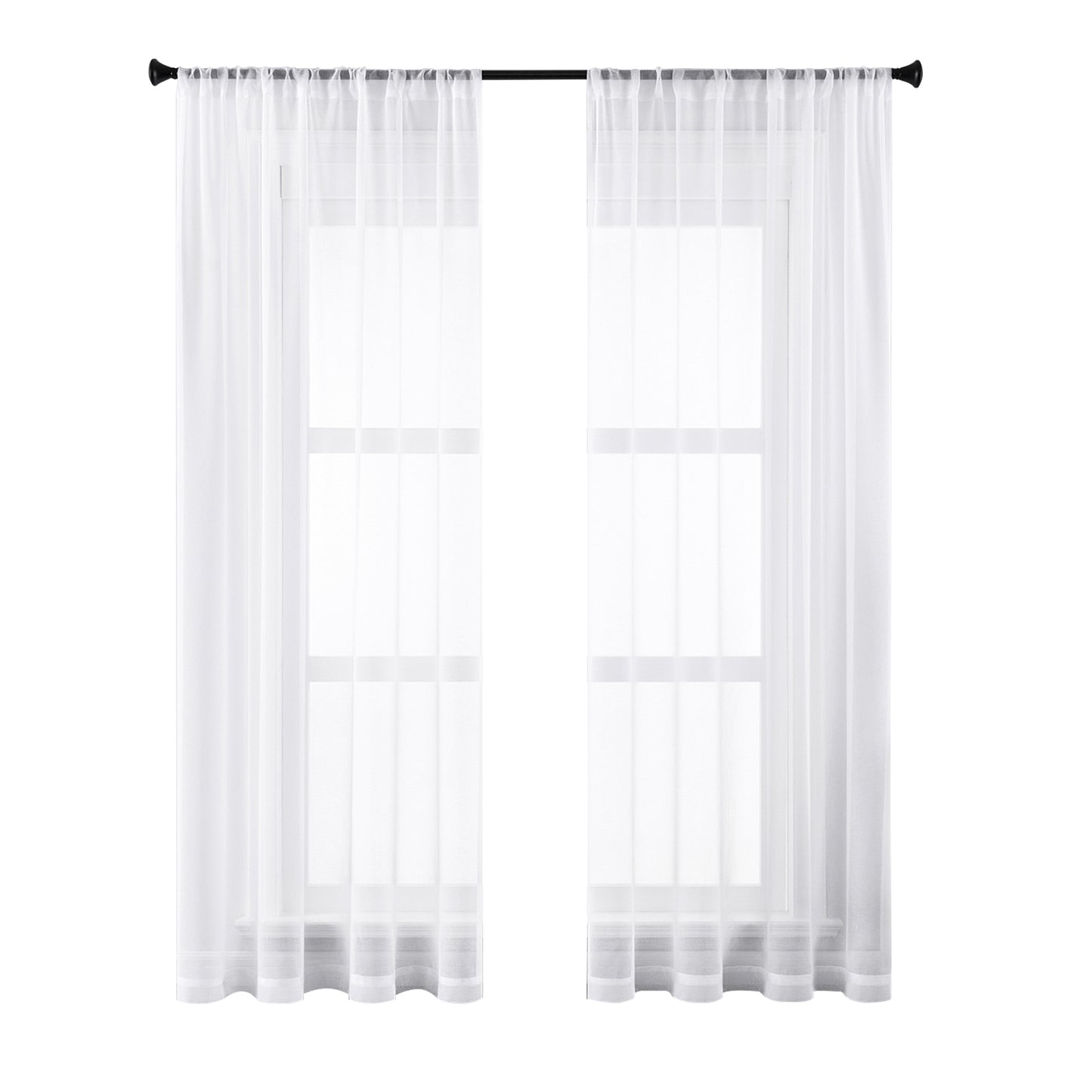 Transparent curtain in a set of 2 – white, light voile look