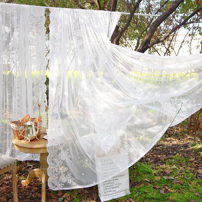 2 Panel Floral Patio Lace Sheer Curtains Decor