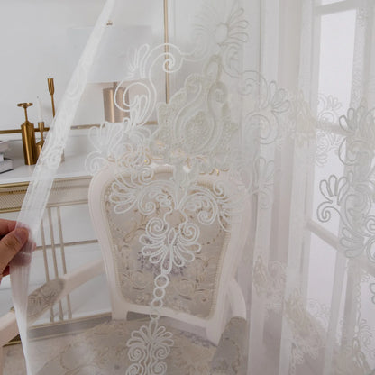 1 Panel Embroidered Morocco Window Sheer with Pearl