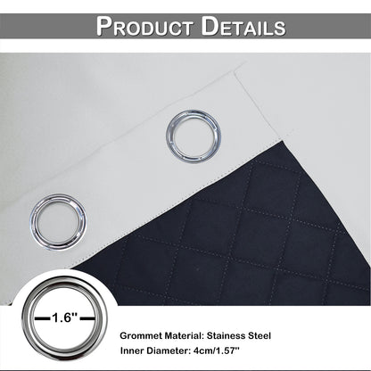 Outdoor Curtain – Waterproof, Windproof and Quilted, 100% Blackout, 1/2 Panel
